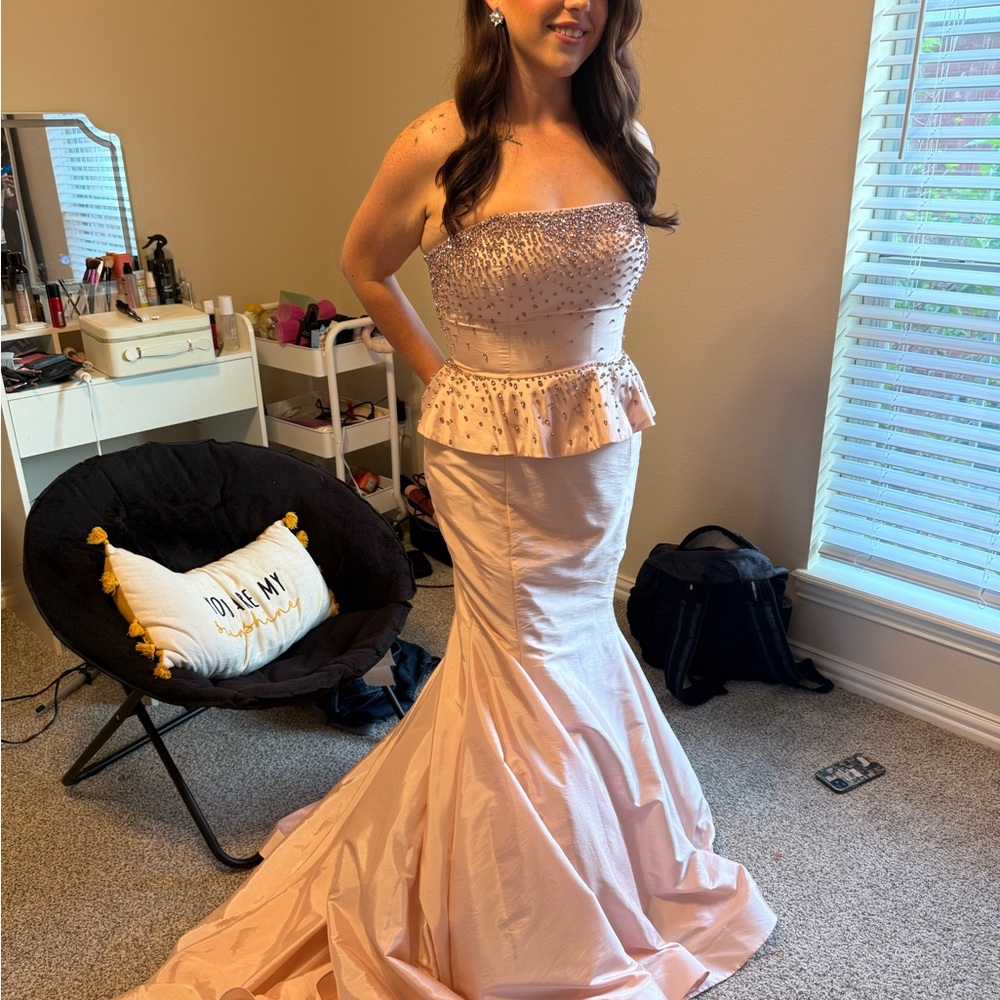 Elegant Strapless Pink Prom Dress